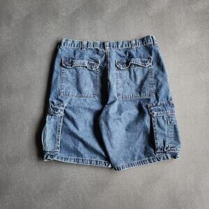 Vintage Wrangler Baggy Cargo Blue Denim Jean Shorts 36